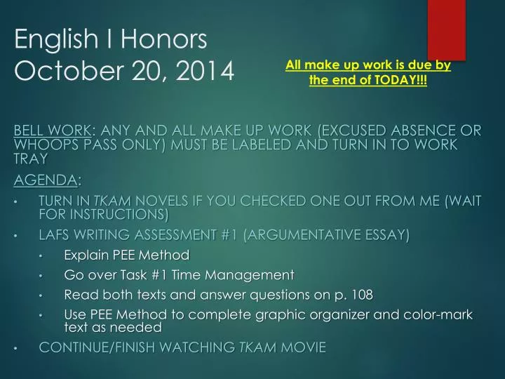 english i honors october 20 2014