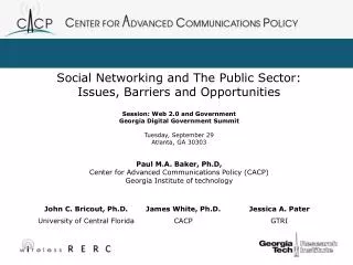 Social Networking and The Public Sector: Issues, Barriers and Opportunities