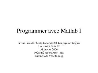 programmer avec matlab i