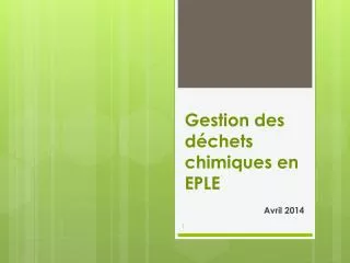gestion des d chets chimiques en eple