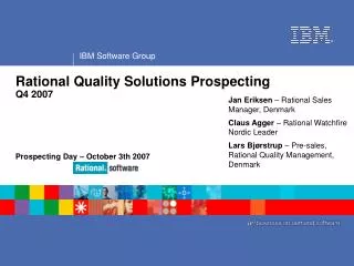 Rational Quality Solutions Prospecting Q4 2007