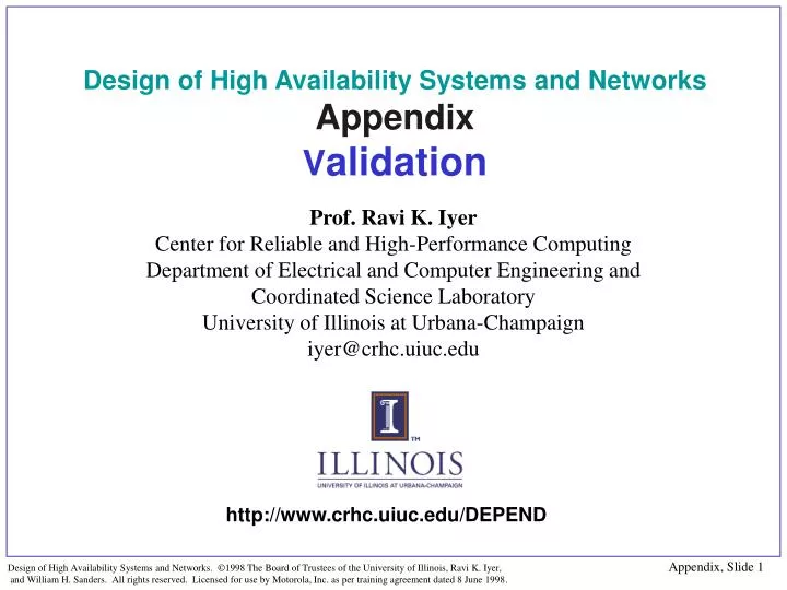 design of high availability systems and networks appendix v alidation