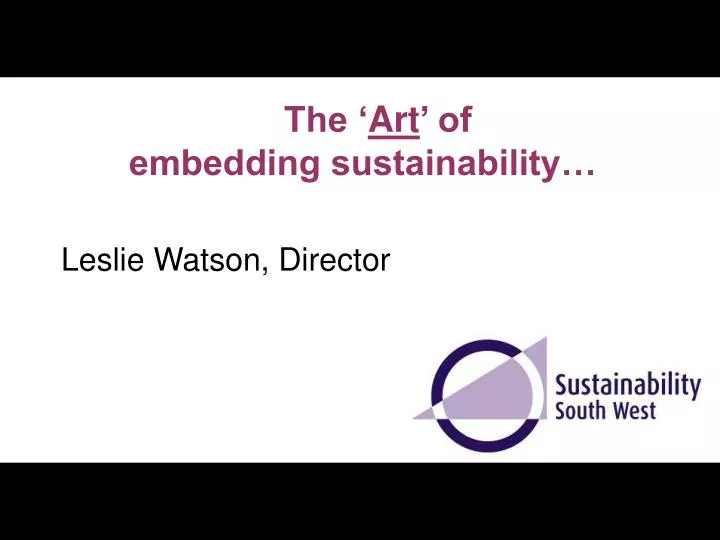 the art of embedding sustainability