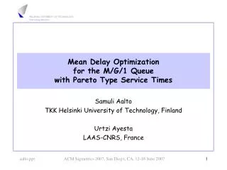 Mean Delay Optimization for the M/G/1 Queue with Pareto Type Service Times