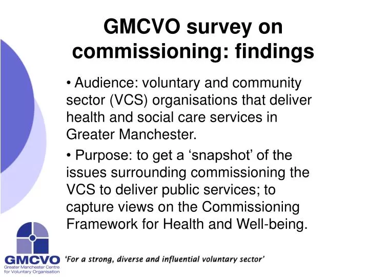 gmcvo survey on commissioning findings