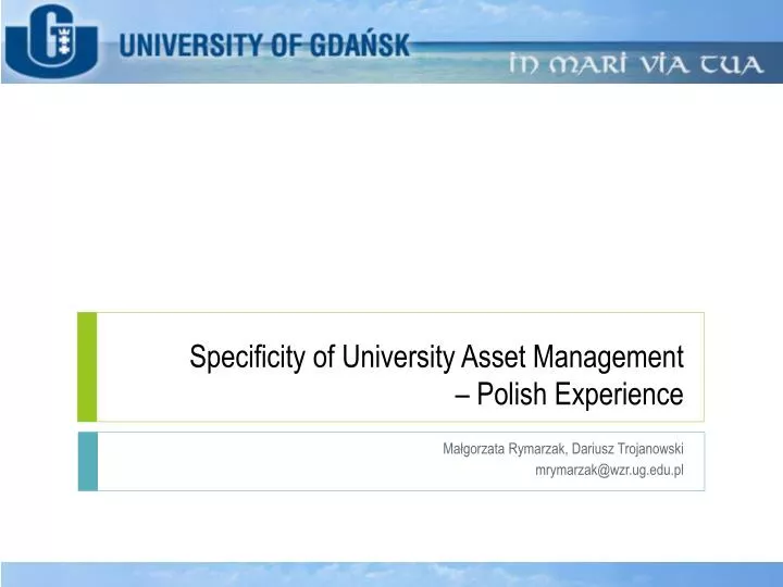 specificity of university asset management polish experience