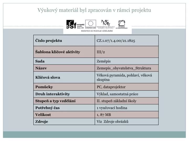 v ukov materi l byl zpracov n v r mci projektu