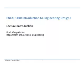 Lecture: Introduction Prof. Wing-Kin Ma Department of Electronic Engineering