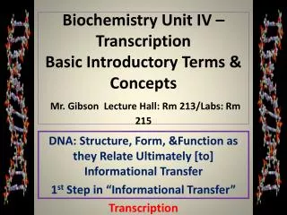 DNA: Structure, Form, &amp;Function as they Relate Ultimately [to] Informational Transfer