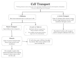 1. Diffusion How most materials move in and out of cells