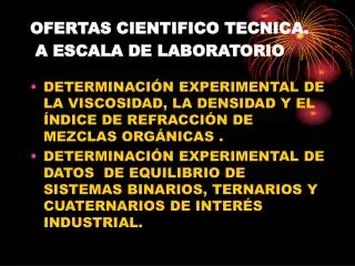 ofertas cientifico tecnica a escala de laboratorio