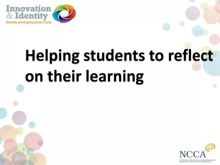 helping students to reflect on their learning