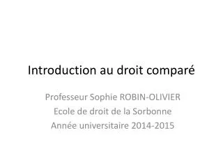 introduction au droit compar