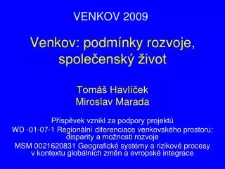 venkov podm nky rozvoje spole ensk ivot tom havl ek miroslav marada