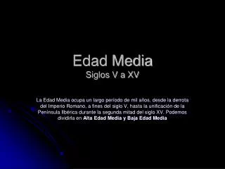 edad media siglos v a xv