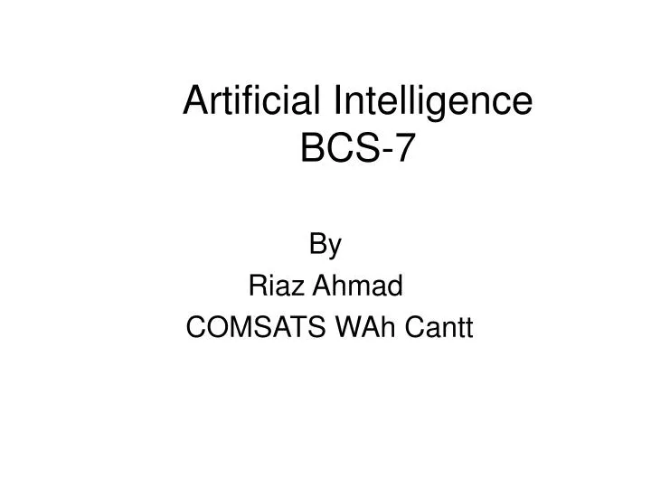artificial intelligence bcs 7