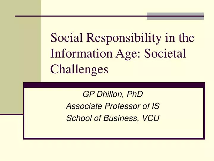social responsibility in the information age societal challenges