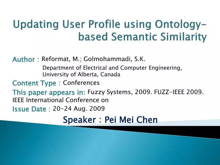 updating user profile using ontology based semantic similarity