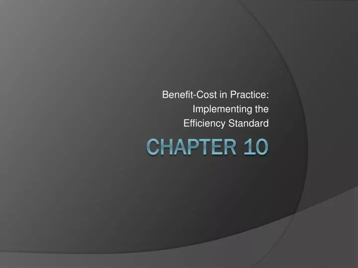 benefit cost in practice implementing the efficiency standard