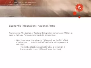 Economic integration: national firms