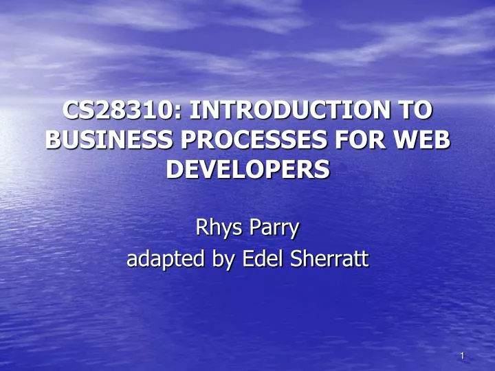 cs28310 introduction to business processes for web developers