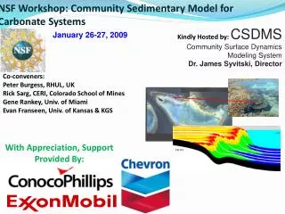 Kindly Hosted by: CSDMS Community Surface Dynamics Modeling System Dr. James Syvitski, Director