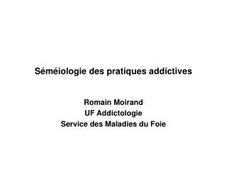 s m iologie des pratiques addictives