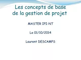 les concepts de base de la gestion de projet