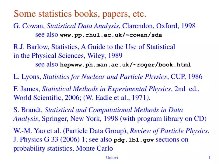 some statistics books papers etc
