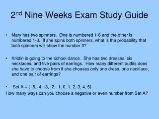2 nd Nine Weeks Exam Study Guide
