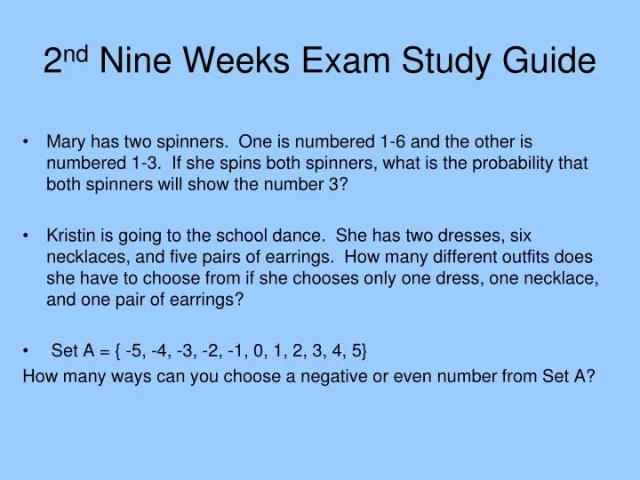 2 nd nine weeks exam study guide