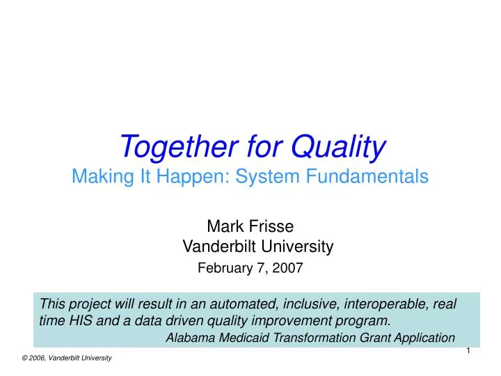 together for quality making it happen system fundamentals