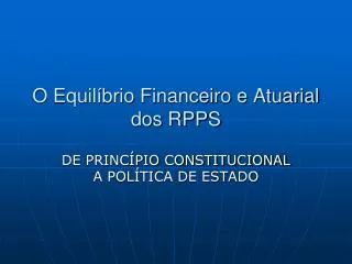 o equil brio financeiro e atuarial dos rpps