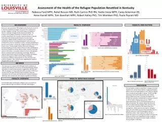 Assessment of the Health of the Refugee Population Resettled in Kentucky