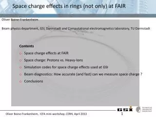Space charge effects in rings (not only ) at FAIR