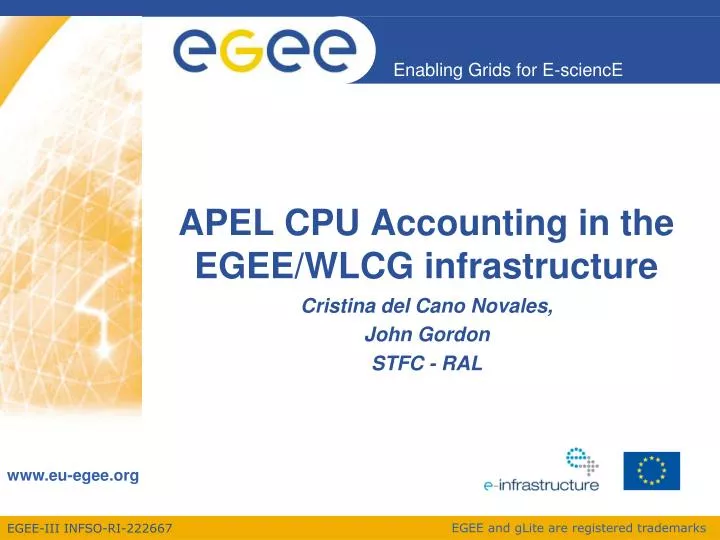 apel cpu accounting in the egee wlcg infrastructure