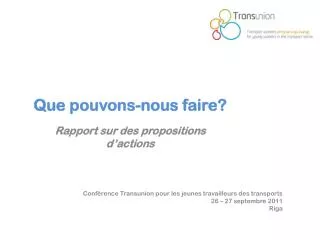 conf rence transunion pour les jeunes travailleurs des transports 2 6 2 7 septembre 2011 riga