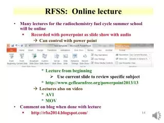 RFSS: Online lecture