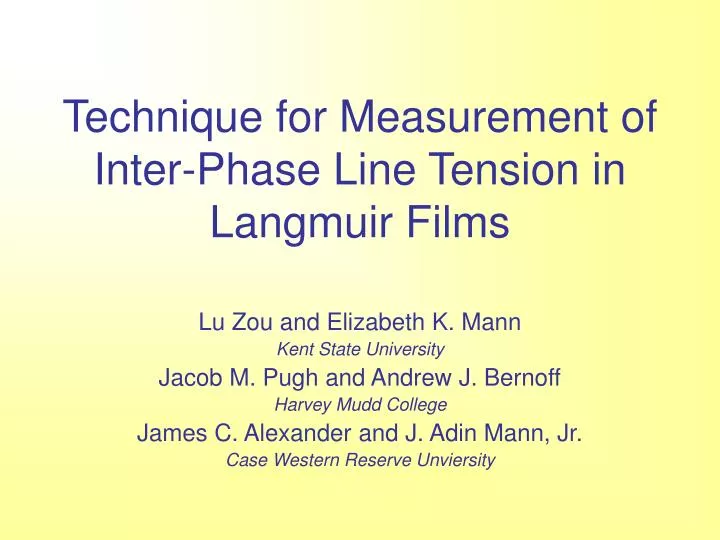 technique for measurement of inter phase line tension in langmuir films