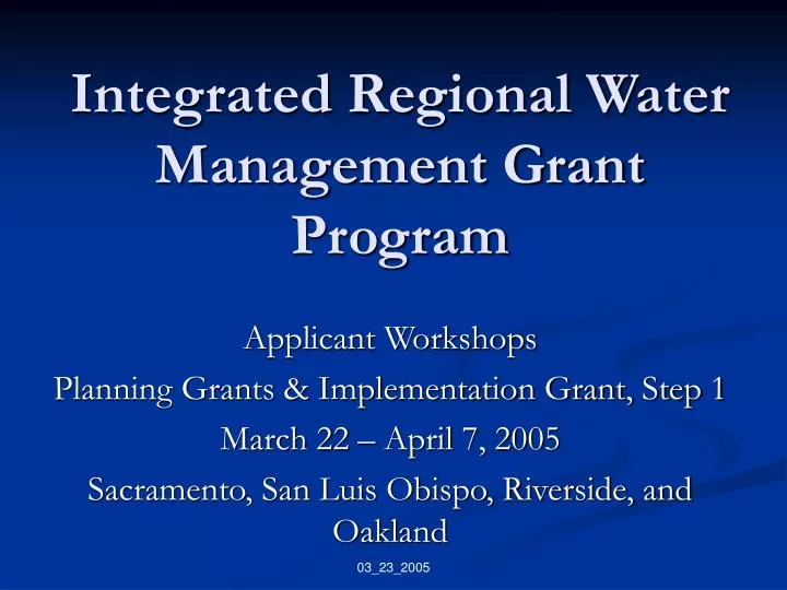 integrated regional water management grant program