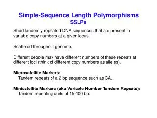 Simple-Sequence Length Polymorphisms