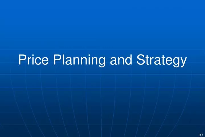 price planning and strategy