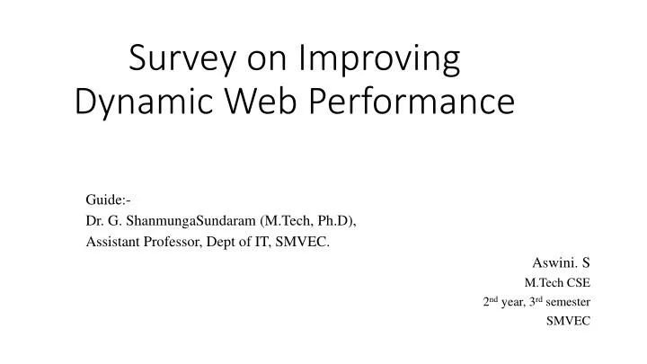 survey on improving dynamic web performance