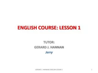ENGLISH COURSE: LESSON 1
