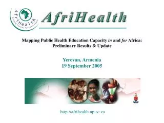 Mapping Public Health Education Capacity in and for Africa: Preliminary Results &amp; Update