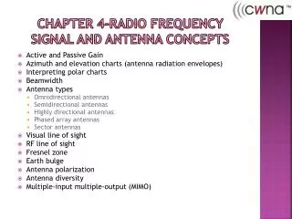Chapter 4-Radio Frequency signal and Antenna Concepts