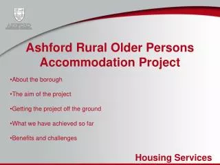 Ashford Rural Older Persons Accommodation Project