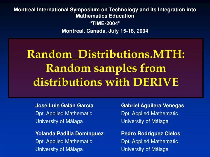 random distributions mth random samples from distributions with derive