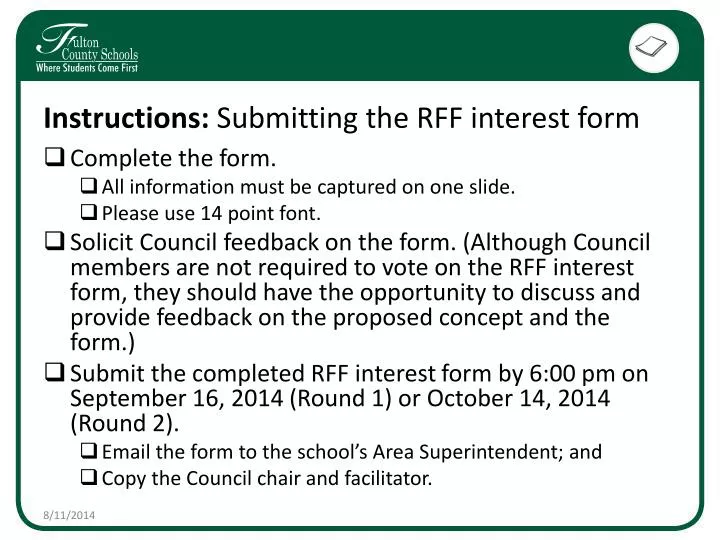 instructions submitting the rff interest f orm