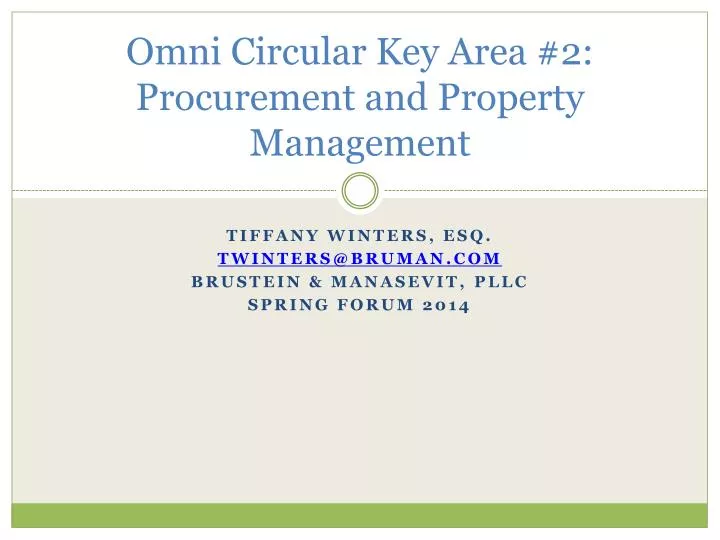 omni circular key area 2 procurement and property management